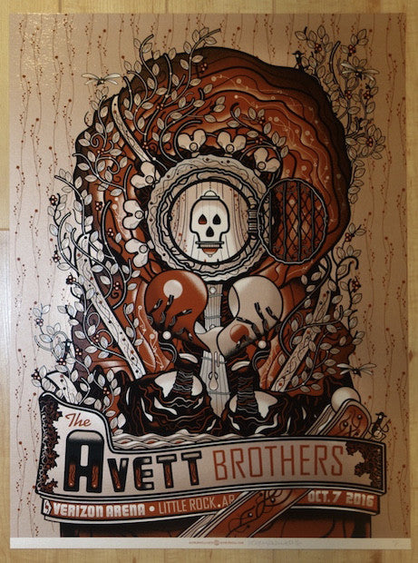 2016 The Avett Brothers - Little Rock Variant Concert Poster by Guy Burwell