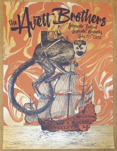 2016 The Avett Brothers - Louisville Variant Concert Poster by Status Serigraph