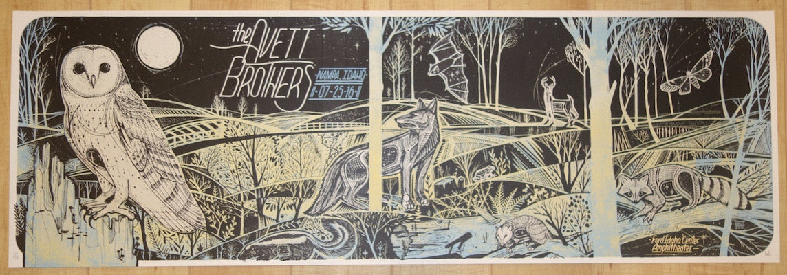 2016 The Avett Brothers - Nampa Silkscreen Concert Poster by David Hale