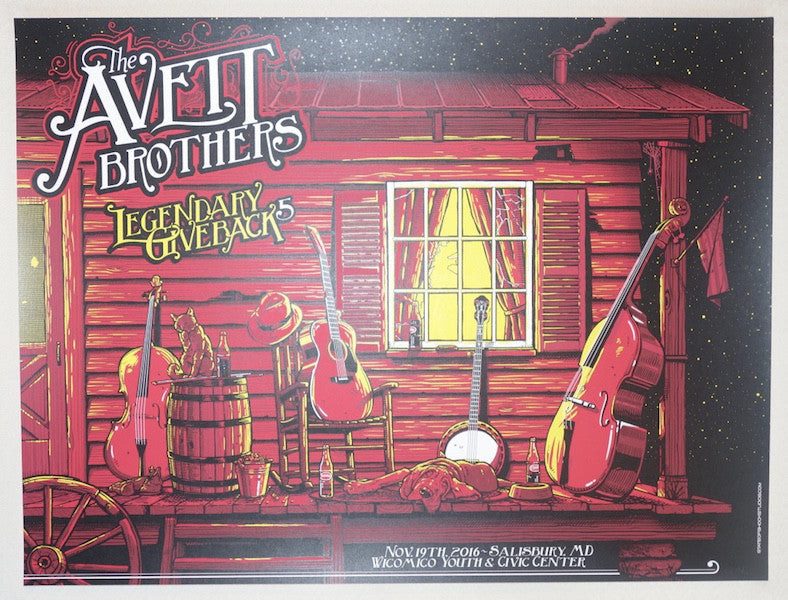 2016 The Avett Brothers - Salisbury Silkscreen Concert Poster by Darin Shock