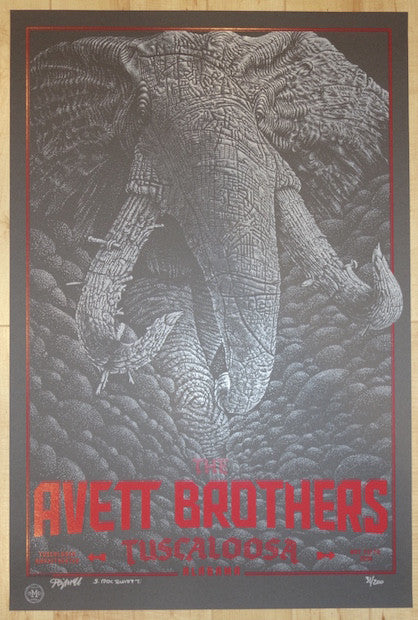 2016 The Avett Brothers - Tuscaloosa Silkscreen Concert Poster by Sergio Moctezuma