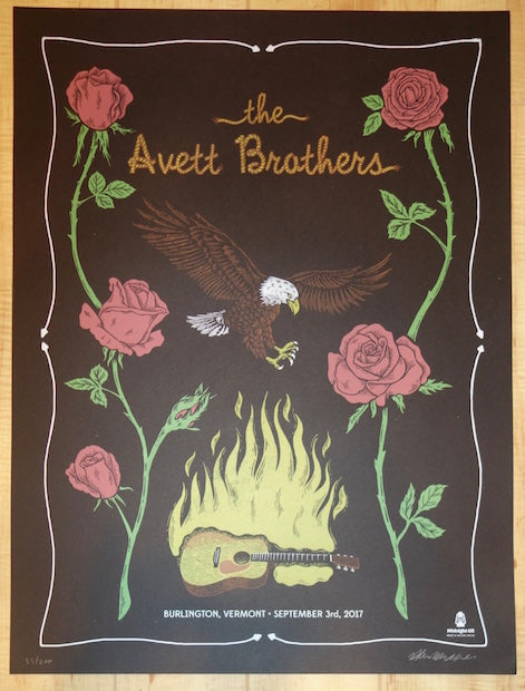 2017 The Avett Brothers - Burlington Silkscreen Concert Poster by Alex MacAskill