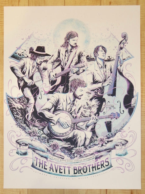 2017 The Avett Brothers - Kalamazoo Blue Variant Silkscreen Concert Poster by Miles Tsang