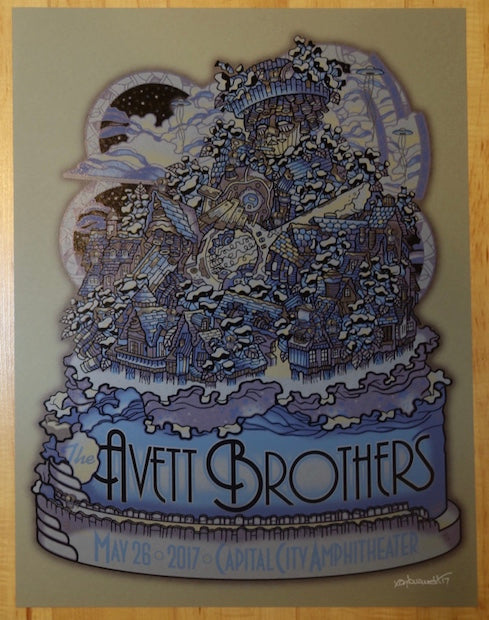 2017 The Avett Brothers - Tallahassee Blue Variant Silkscreen Concert Poster by Guy Burwell