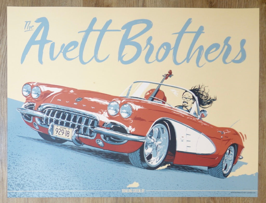 2018 The Avett Brothers - Bowling Green Silkscreen Concert Poster by Darin Shock