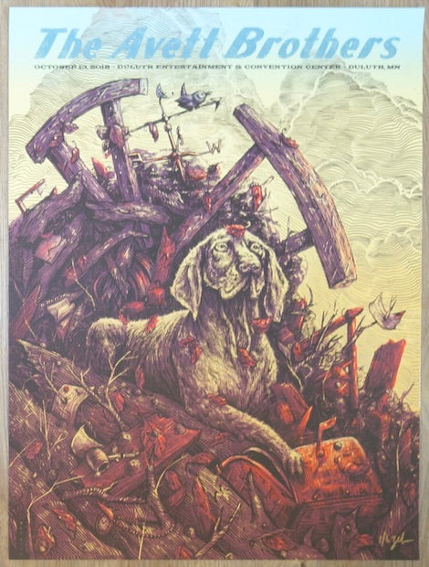 2018 The Avett Brothers - Duluth Foil Variant Concert Poster by Zeb Love