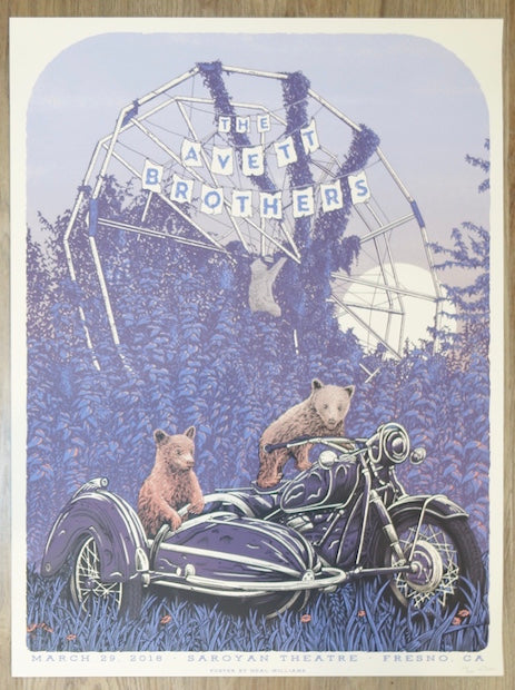 2018 The Avett Brothers - Fresno Silkscreen Concert Poster by Neal Williams