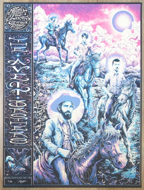 2019 The Avett Brothers - Richmond Blue Variant Concert Poster by Miles Tsang