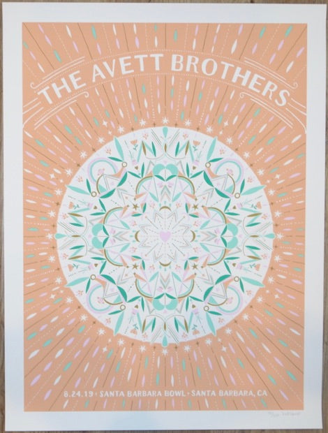 2019 The Avett Brothers - Santa Barbara Silkscreen Concert Poster by Kat Lamp