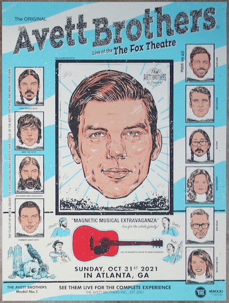 2021 The Avett Brothers - Atlanta II Silkscreen Concert Poster by Garrett Morlan