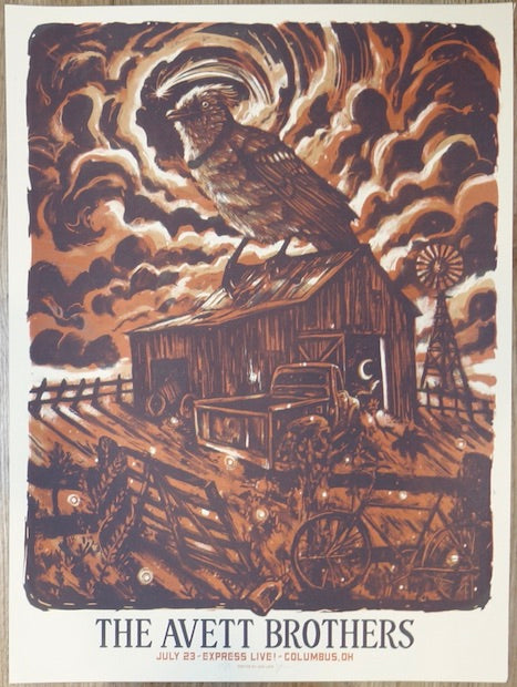 2021 The Avett Brothers - Columbus Red Variant Concert Poster by Zeb Love