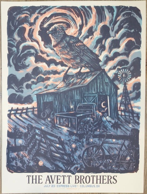 2021 The Avett Brothers - Columbus Silkscreen Concert Poster by Zeb Love