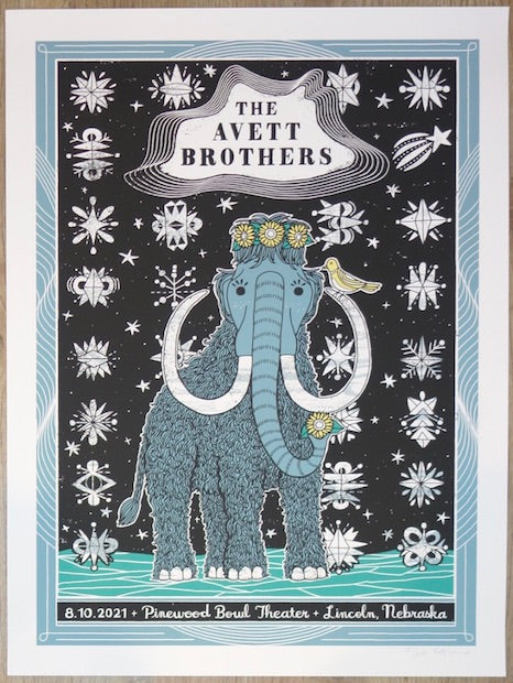 2021 The Avett Brothers - Lincoln Silkscreen Concert Poster by Kat Lamp