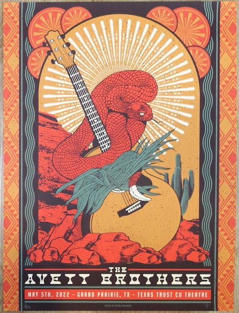 2022 The Avett Brothers - Grand Prairie Silkscreen Concert Poster by Status Serigraph