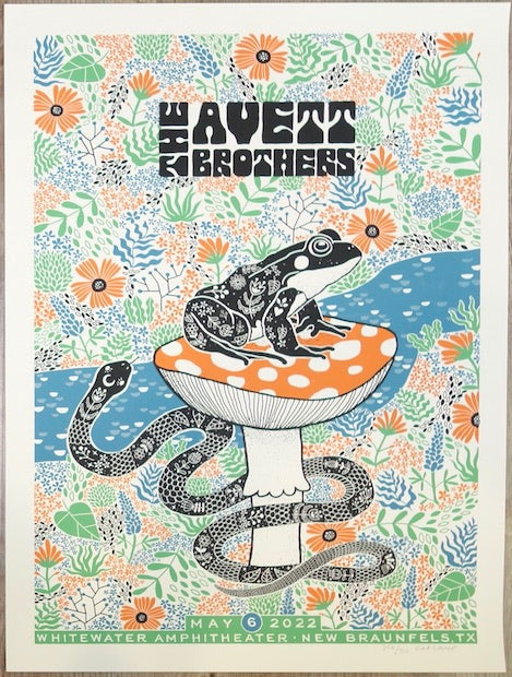 2022 The Avett Brothers - New Braunfels I Silkscreen Concert Poster by Kat Lamp