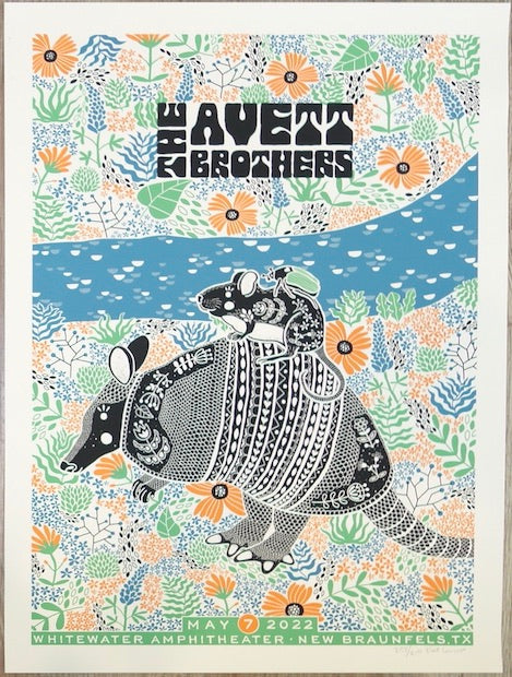2022 The Avett Brothers - New Braunfels II Silkscreen Concert Poster by Kat Lamp