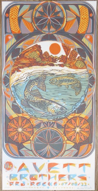 2022 The Avett Brothers - Red Rocks I Silkscreen Concert Poster by David Hale