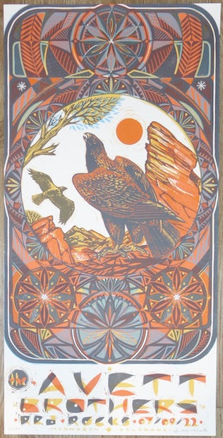 2022 The Avett Brothers - Red Rocks II Silkscreen Concert Poster by David Hale