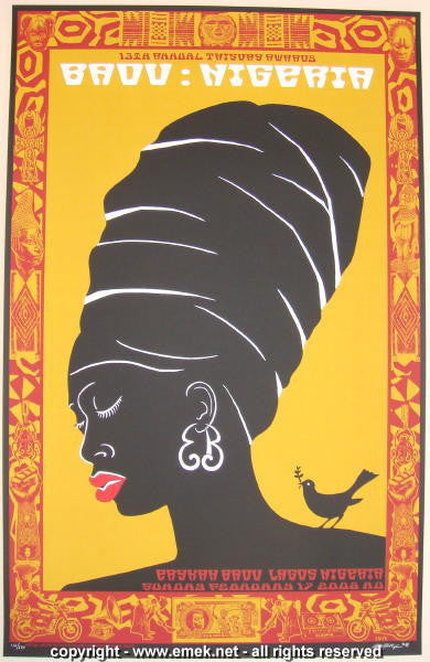 2008 Erykah Badu - Lagos Silkscreen Concert Poster by Emek