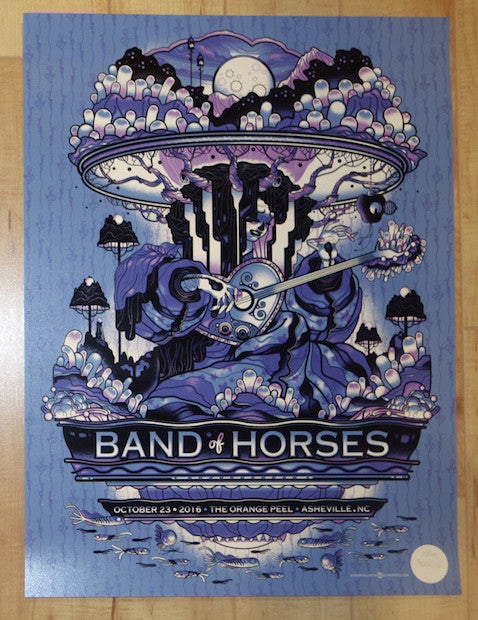 2016 Band of Horses - Asheville Silkscreen Concert Poster by Guy Burwell