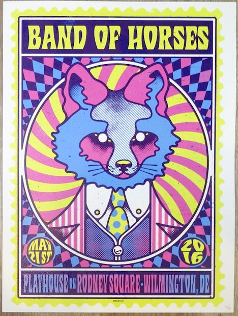 2016 Band of Horses - Wilmington Silkscreen Concert Poster by Ivan Minsloff