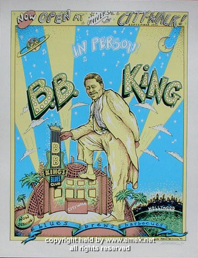 1994 BB King - Los Angeles Silkscreen Concert Poster by Emek
