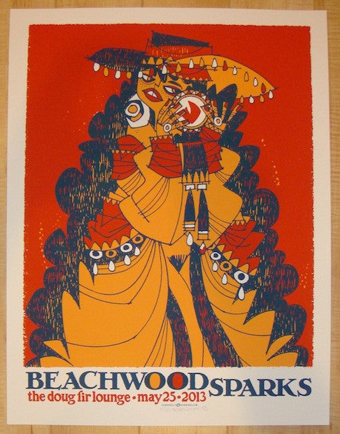 2013 Beachwood Sparks - Portland Silkscreen Concert Poster by Guy Burwell