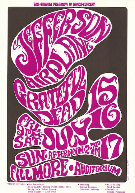 1966 Jefferson Airplane / Grateful Dead - Fillmore Concert Poster by Wes Wilson RP-3