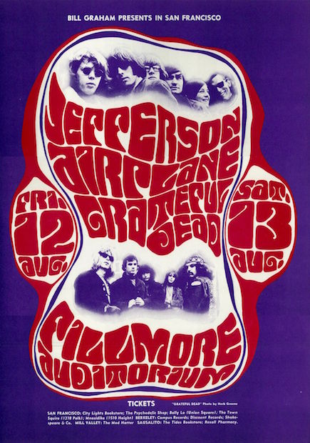 1966 Grateful Dead / Jefferson Airplane - Fillmore Concert Poster by Wes Wilson RP-3