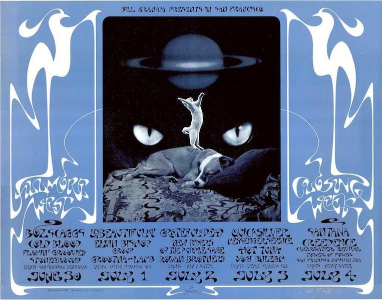 1971 Grateful Dead / Santana - Fillmore West Closing Concert Poster by David Singer OP-1