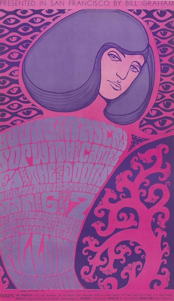 1967 Young Rascals / Sopwith Camel / The Doors - Fillmore Poster by Wes Wilson RP-2