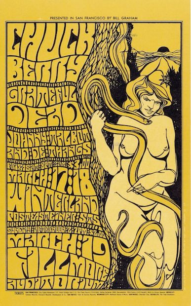 1967 Grateful Dead / Chuck Berry - Fillmore/Winterland Poster by Wes Wilson RP-2