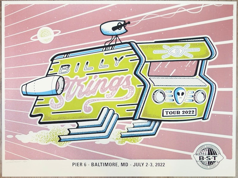 2022 Billy Strings - Baltimore Red Variant Concert Poster by Andy Vastagh
