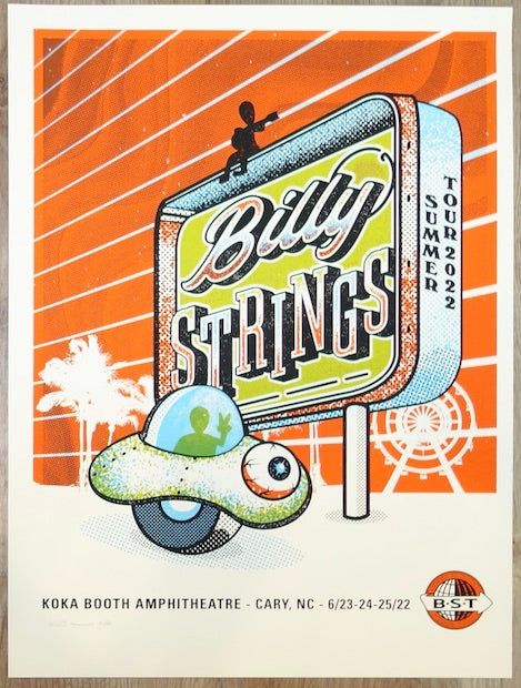 2022 Billy Strings - Cary Silkscreen Concert Poster by Andy Vastagh