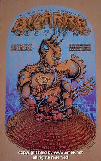 2000 Bizarre Fest w/ Beck & Deftones - Board Variant Silkscreen Concert Poster by Emek