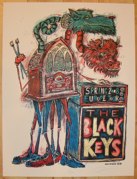 2008 The Black Keys - European Tour Silkscreen Concert Poster by Dan Grzeca