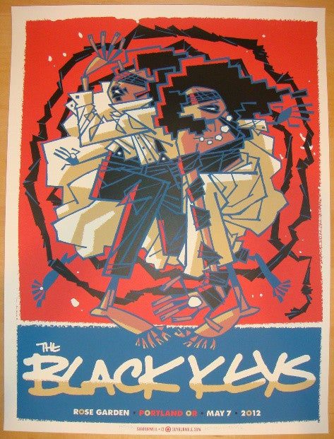 2012 The Black Keys - Portland Silkscreen Concert Poster by Guy Burwell