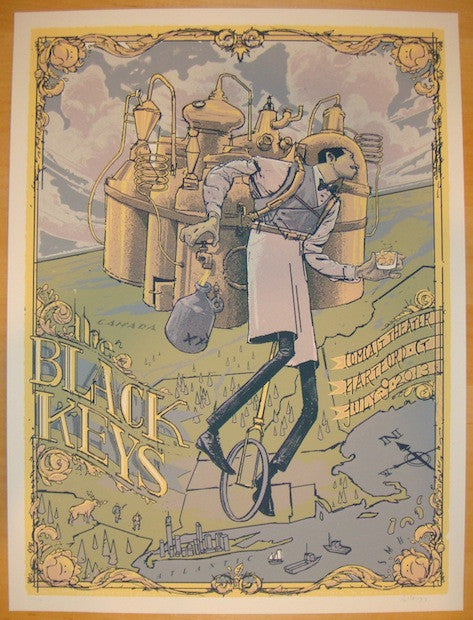 2013 The Black Keys - Hartford Silkscreen Concert Poster by Rich Kelly