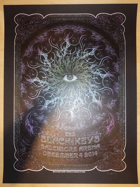 2014 The Black Keys - Baltimore Black Vellum Variant Concert Poster by Dave Hunter