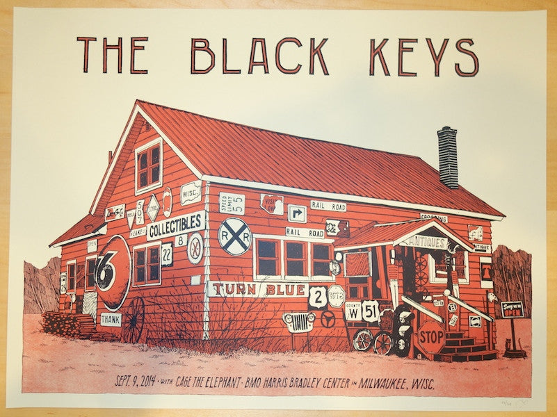 2014 The Black Keys - Milwaukee Silkscreen Concert Poster by Landland