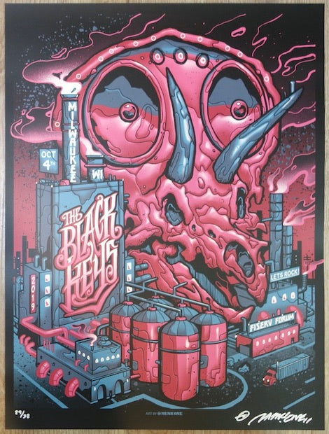 2019 The Black Keys - Milwaukee Red Variant Concert Poster by Munk One
