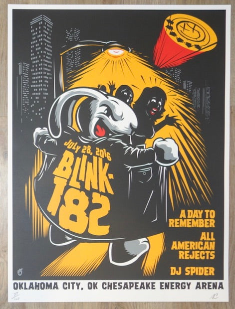 2016 Blink-182 - Oklahoma City Silkscreen Concert Poster by Acorn