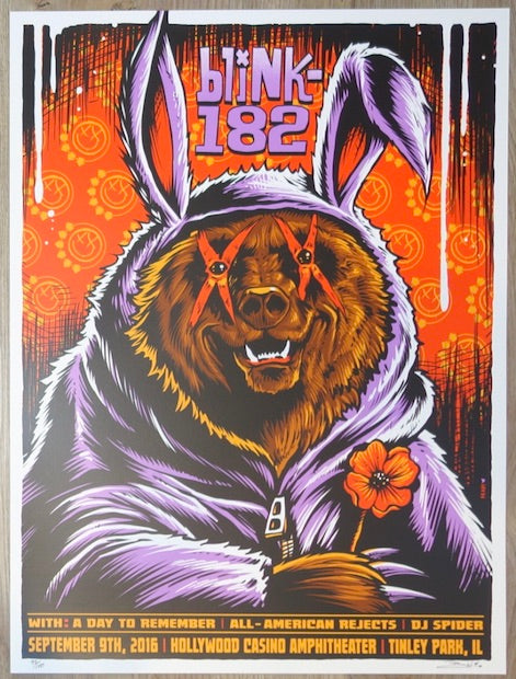 2016 Blink-182 - Tinley Park Silkscreen Concert Poster by Brandon Heart