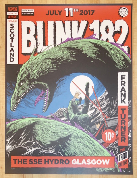 2017 Blink-182 - Glasgow Silkscreen Concert Poster by Ken Taylor