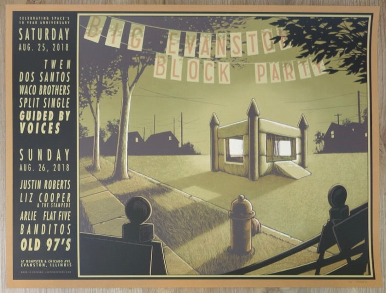 2018 Guided By Voices & Old 97's - Evanston Silkscreen Concert Poster by Justin Santora