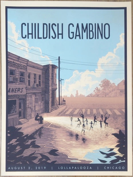 2019 Childish Gambino - Lollapalooza Chicago Silkscreen Concert Poster by Justin Santora