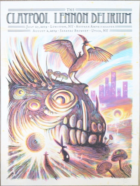 2019 Claypool Lennon Delirium - Lewiston/Utica Silkscreen Concert Poster by Zeb Love