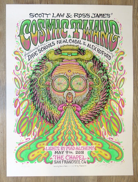 2018 Cosmic Twang - San Francisco Silkscreen Concert Poster by Marq Spusta