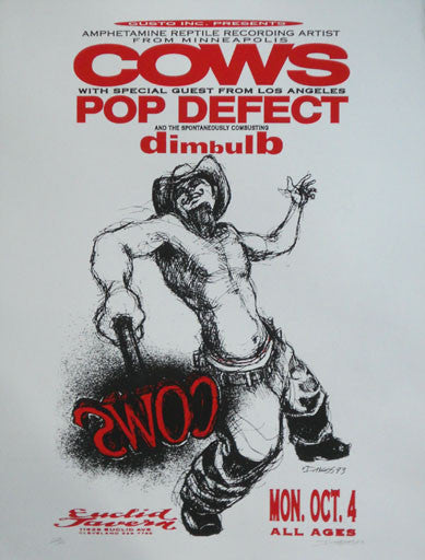 1993 (93-01) Cows w/ Pop Defect - Cleveland Concert Poster by Derek Hess
