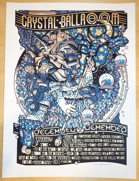 2014 Vance Joy & Spoon - Portland Silkscreen Concert Poster by Guy Burwell